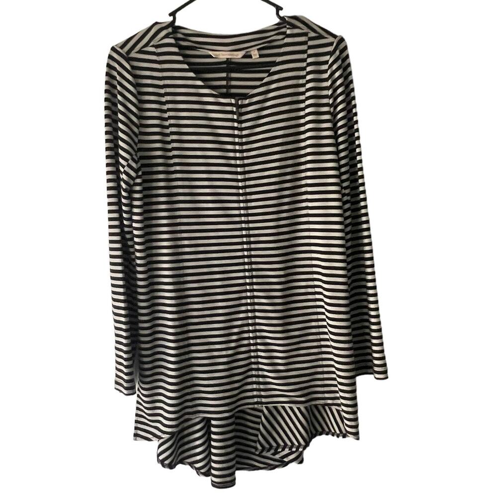Soft Surroundings Women's‎ Size Small Striped Black Full Zip Sweater